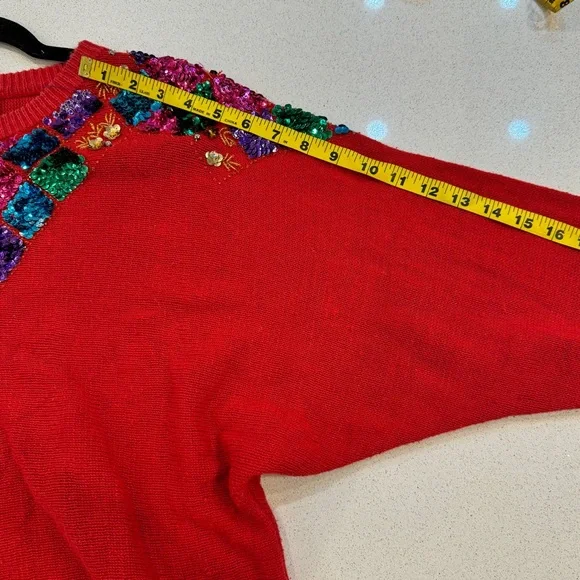 Marnie West Vintage Red Sequin Sweater Size Large - Picture 9 of 9